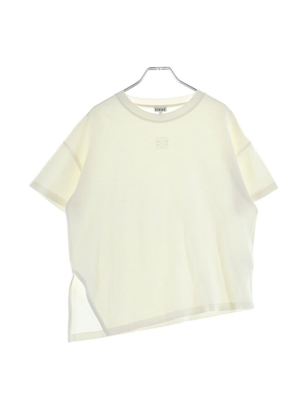 Loewe Asymmetric Anagram Logo Embroidery Short Sleeve T-Shirt White
